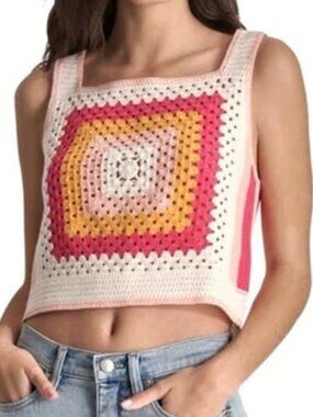 DKNY Jeans Crochet Knit Tank Top - Size S